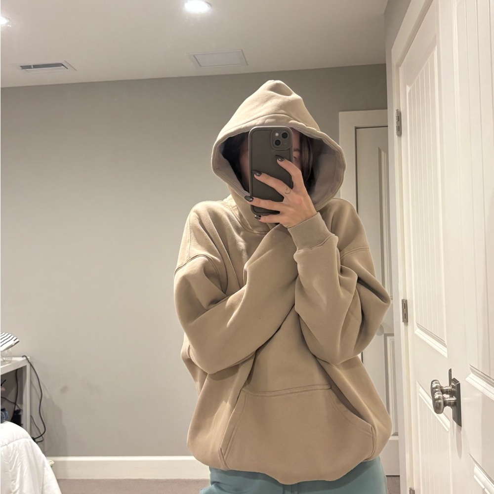COZIEST tan hoodie thick and heavy